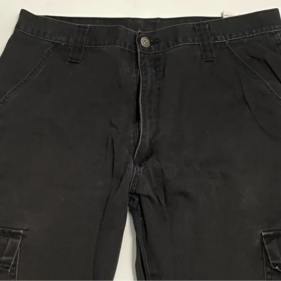 Wrangler Men's Black Cargo Style Pants 32x32 100% Cotton Y2K Grunge Streetwear